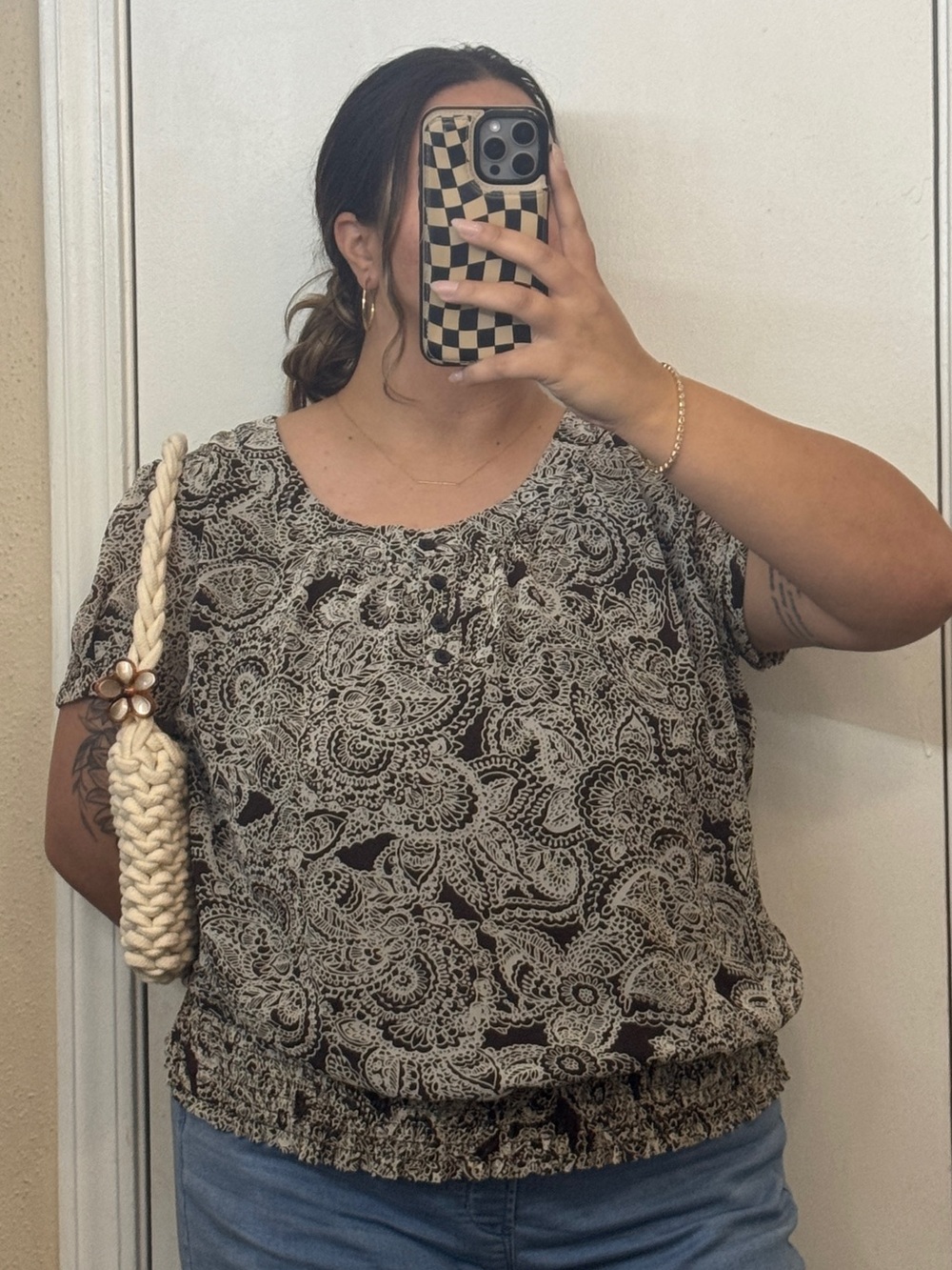 Apt. 9 brown paisley blouse size XL